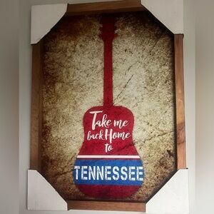 Take me Back Home to Tennessee Framed Wall Art Guitar Music Sign 14 x 19